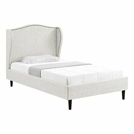 POSH LIVING Adelyne Linen Platform Bed for Unisex, Cream White - Full Size RBD478-03CWF-UE